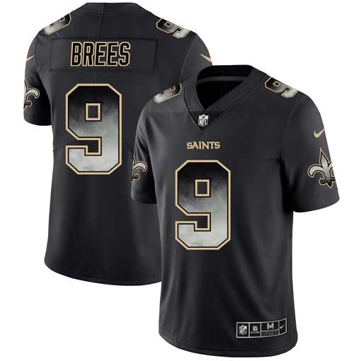 Men New Orleans Saints #9 Brees Nike Teams Black Smoke Fashion Limited NFL Jerseys